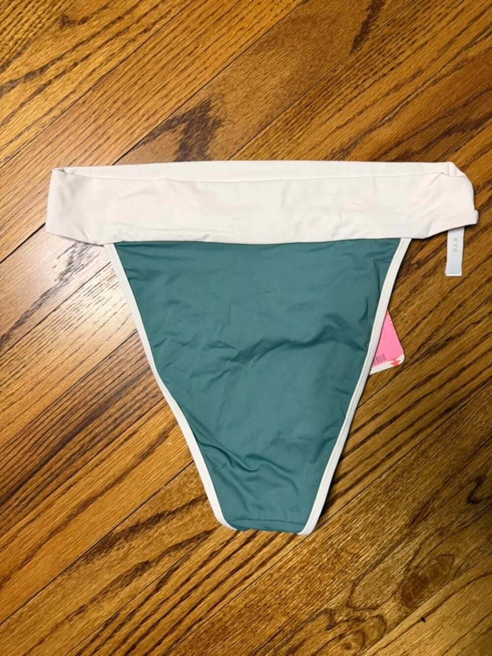 NWT Free people X Kya reversible Green and cream Bikini Bottom, Size: Large - Picture 4 of 4